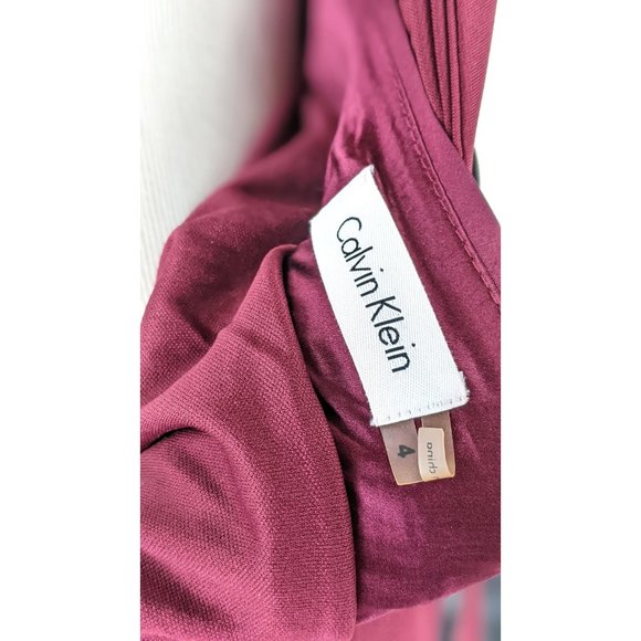 Calvin Klein burgundy maroon stretch sheer panel sleeveless long maxi dress - Picture 7 of 7